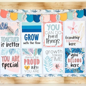 Bright Tropical Classroom Posters, Back to School Bulletin Board, Editable Classroom Decor, Easy Printable Classroom Decorations