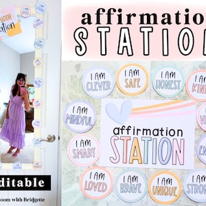 Affirmation Station, Pastell-Klassenzimmer-Thema, ruhiges Klassenzimmer-Dekor, EDITIERBAR