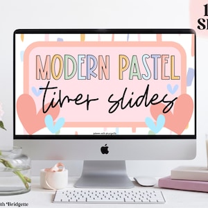 Modern Pastel Editable Slide Templates, Editable Classroom Decor, Classroom Management Slides with Timers, Powerpoint and Google Slides™