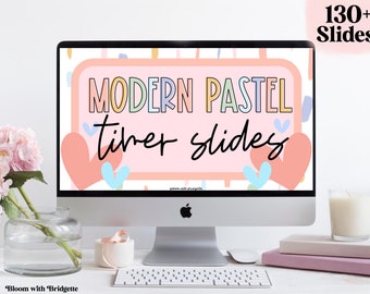 Modern Pastel Editable Slide Templates, Editable Classroom Decor, Classroom Management Slides with Timers, Powerpoint and Google Slides™