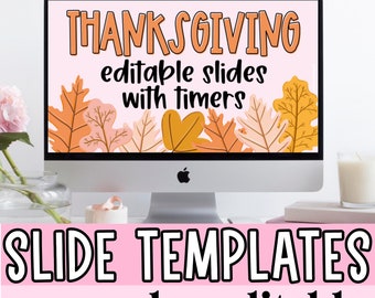 Thanksgiving Classroom Slides with Timers, Google Slides, PowerPoint, Classroom Management Slides