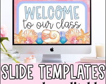 Beach Theme Classroom Slides, Calm Classroom Slides, Editable Slide Template, Daily Slides, Agenda Slides, Google Slides, Powerpoint