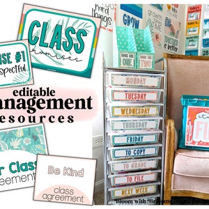 Bright Tropical Classroom Decor Bundle, Editable Classroom Bundle ...
