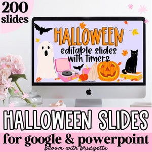 Halloween Google Slides and PowerPoint Templates with Timers, EDITABLE Fall Classroom Decor, Classroom Management Slides, Daily Slides