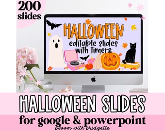 Halloween Google Slides and PowerPoint Templates with Timers, Classroom Management Slides