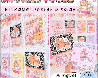 Fall Goose Posters | Bilingual Classroom Decor | Composition Notebook Decor | Classroom Cuties