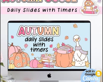 Fall Goose Classroom Slides with Timers | Google Slides, Canva, PowerPoint (Digital Download)