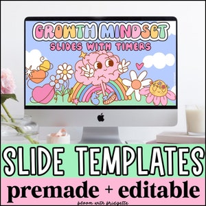 Growth Mindset Classroom Slide Templates, Daily Google Slides and PowerPoint Templates with Timers, Classroom Management Slides, Editable