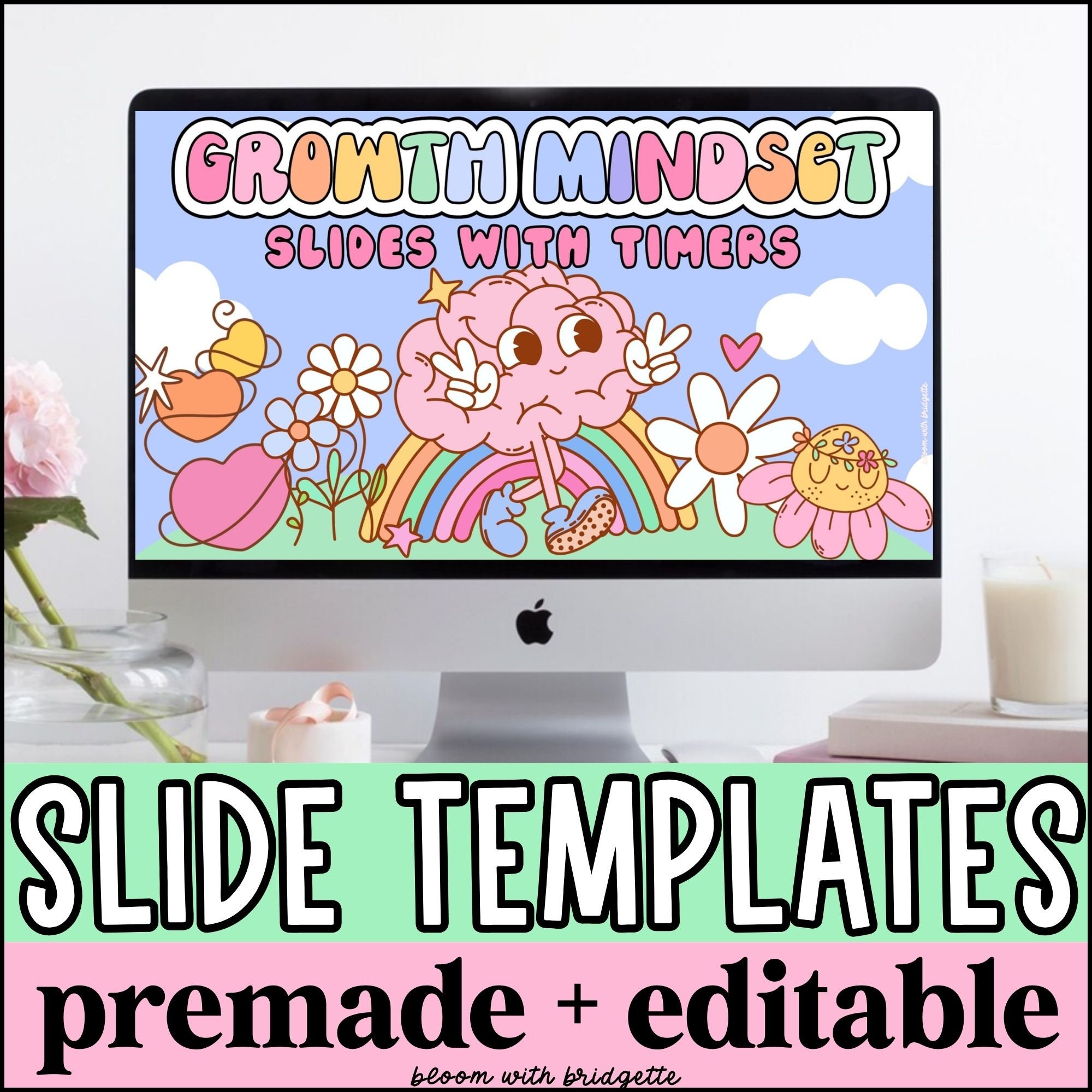 Growth Mindset Classroom Slide Templates, Daily Google Slides and PowerPoint Templates with Timers, Classroom Management Slides, Editable