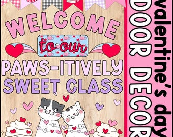 Valentine's Day Door Decor, Classroom Decor, Pastel Welcome Door Decoration, Trendy Classroom Decor, Printable Decorations, Winter Decor