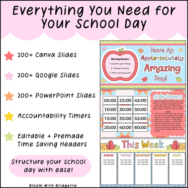 Whimsy Fall Slides With Timers | Morning Meeting & Daily Slides ...