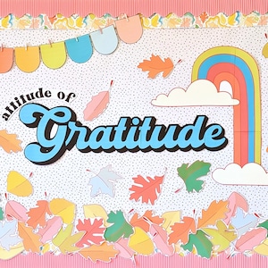 Retro Thanksgiving Bulletin Board Kit und Studentenaktivität, Herbst Bulletin Board, Klassenzimmer Tür Dekoration, druckbare saisonale Dekorationen