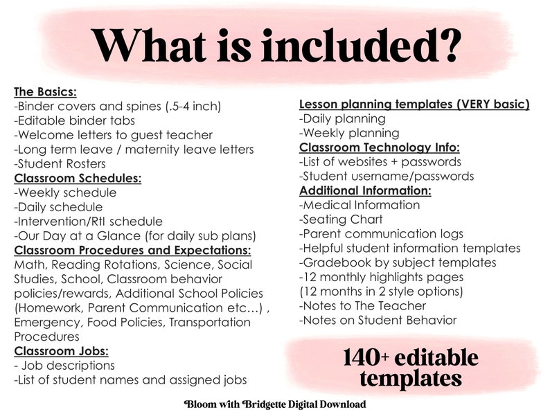 Editable Substitute Binder, Daily Subbing, Maternity Leave Binder, Long Term Substitute Binder, Classroom Management Printable image 2