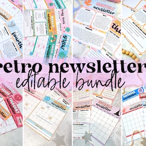 Retro Seasonal Classroom Newsletter Templates, Holiday Newsletter Bundle, Editable Newsletters, Classroom Decor