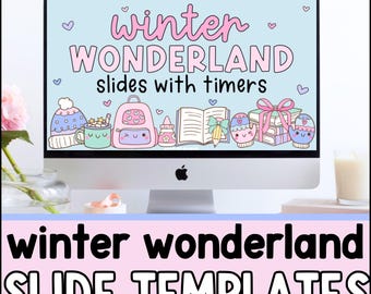 Winter Wonderland Classroom Slides, Editable Slide Template, Daily Slides, Agenda Slides, Classroom Management, Calm Pastel Decorations