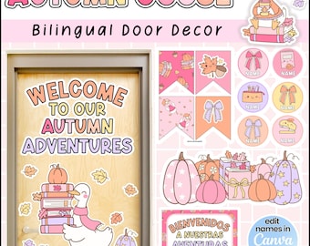 Fall Goose Classroom Door Decor | Bilingual Fall Bulletin Board | Silly Goose Decor
