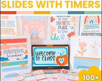 Sunshine Theme Classroom Slide Templates, Daily Google Slides and PowerPoint Templates with Timers, Classroom Management Slides, Editable