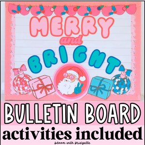 Retro Santa Bulletin Board Kit and Student Activity, Classroom Door Decor, Printable Seasonal Decorations