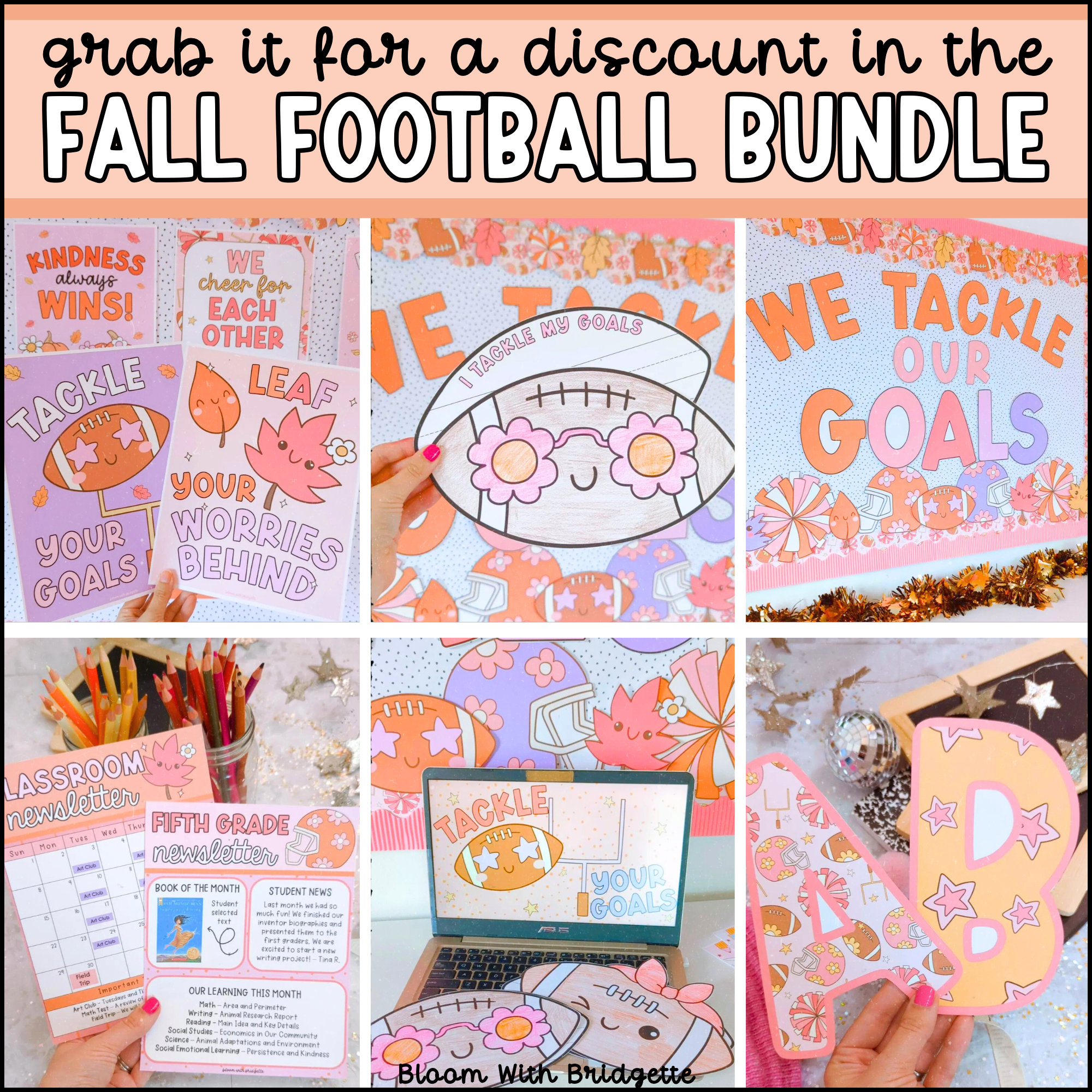 Fall Football Bulletin Board, Classroom Decor, Bulletin Board, Goal ...