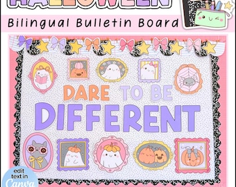 Halloween Bulletin Board, Composition Notebook, Bilingual Halloween, Fall Classroom Decor