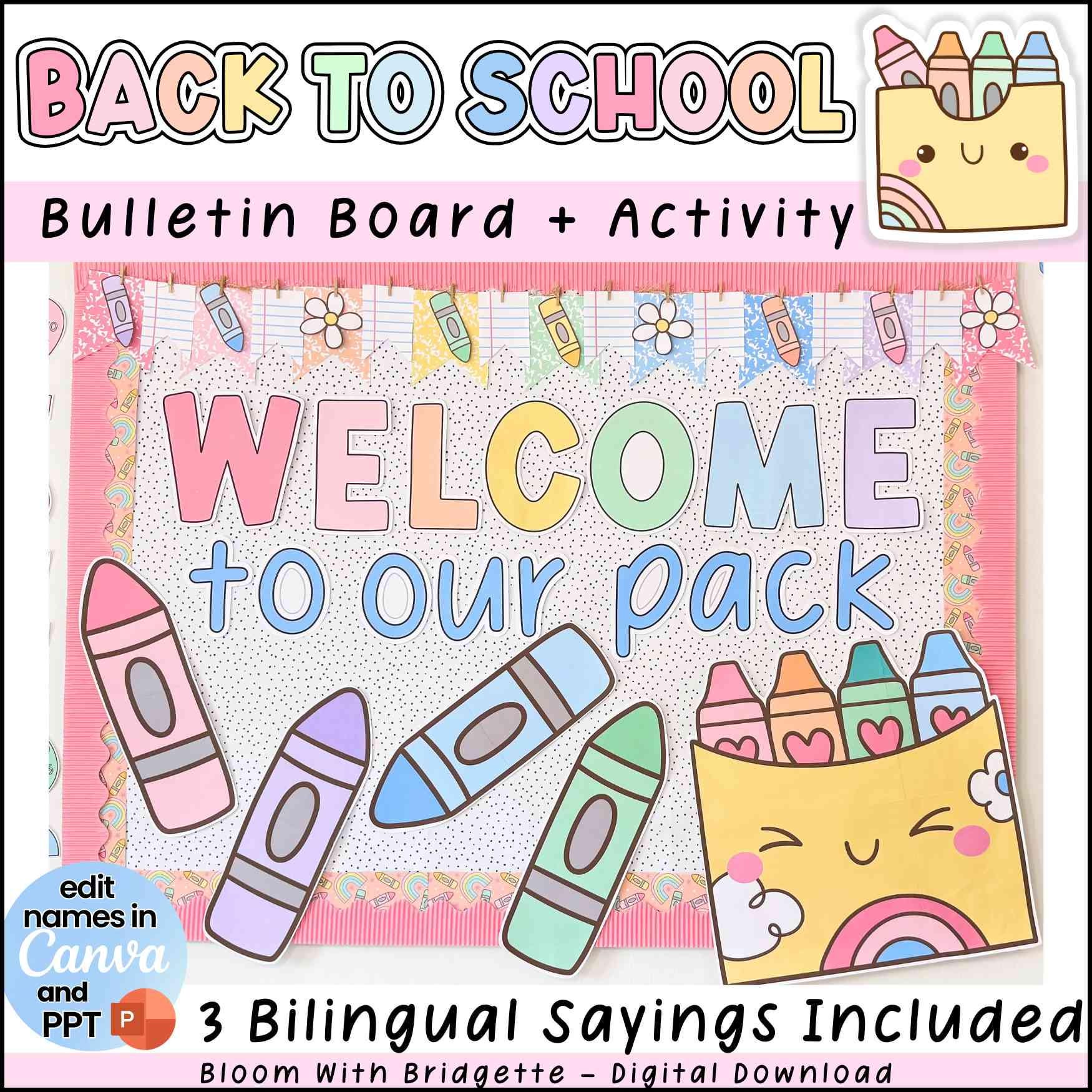 Back to School Bulletin Board, Welcome to School Display, Bilingual Classroom Decor, Kindness Door Decor