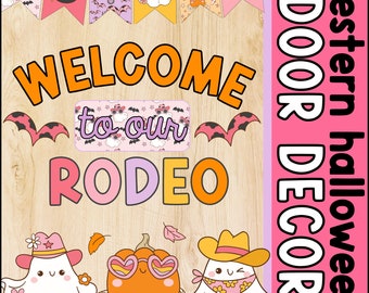 Western Halloween Door Decor, Classroom Decor, Welcome Door Decoration, Trendy Classroom Decor, Printable Decorations, Rodeo Theme