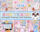 Sports Back to School Classroom Decor Bundle, Bilingual Bulletin Board, Daily Classroom Slides, Bulletin Board Letters, Posters