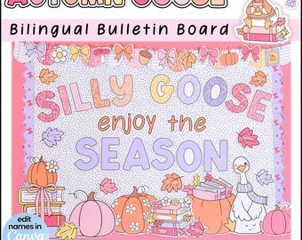 Fall Goose Bulletin Board Kit | Bilingual Spanish & English Classroom Decor | Autumn Classroom Display | Teacher Resource
