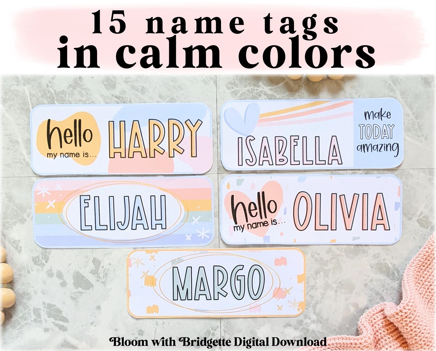Modern Pastel Name Tags Classroom Name Plates Printable Name Etsy
