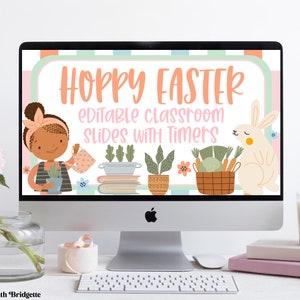 Easter Classroom Slide Templates, Powerpoint and Google Slides ™, Center Slides, Rotation Slides With Timers, Easter Classroom Decor image 1