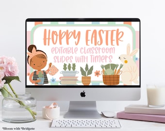 Easter Classroom Slide Templates, Powerpoint and Google Slides ™, Center Slides, Rotation Slides With Timers, Easter Classroom Decor