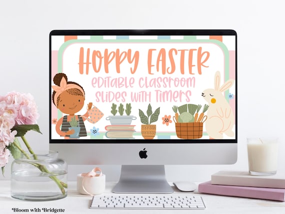 Easter Classroom Slide Templates, Powerpoint and Google Slides ™, Center Slides, Rotation Slides With Timers, Easter Classroom Decor