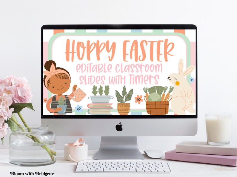 Easter Classroom Slide Templates, Powerpoint and Google Slides ™, Center Slides, Rotation Slides With Timers, Easter Classroom Decor image 1