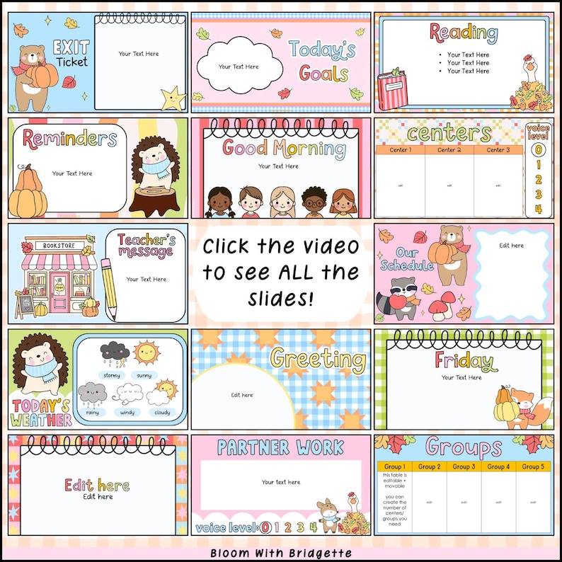 Whimsy Fall Slides With Timers | Morning Meeting & Daily Slides ...