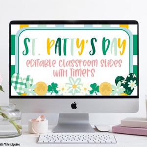 St. Patrick&#39;s Day Slide Templates, Compatible with Google Slides ™, Classroom Slides With Timers, March PowerPoint, Center Slides