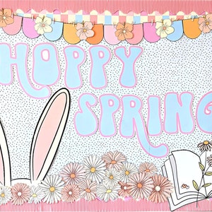 Retro Easter Bulletin Board Kit and Student Activity, Spring Bulletin Board, Classroom Door Decor, Printable Seasonal Decorations