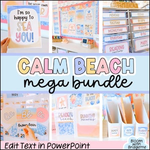 Beach Classroom Theme, Beach MEGA Bundle, Ocean Classroom Decor, Editable Decorations