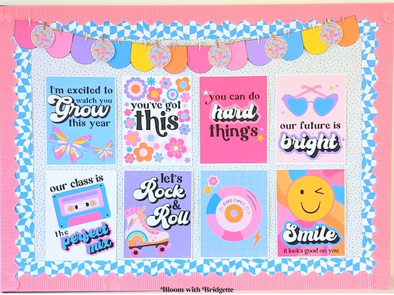 Retro Back to School Posters, Classroom Decorations, August Bulletin Board, Easy Door Decor, Retro Classroom Decor