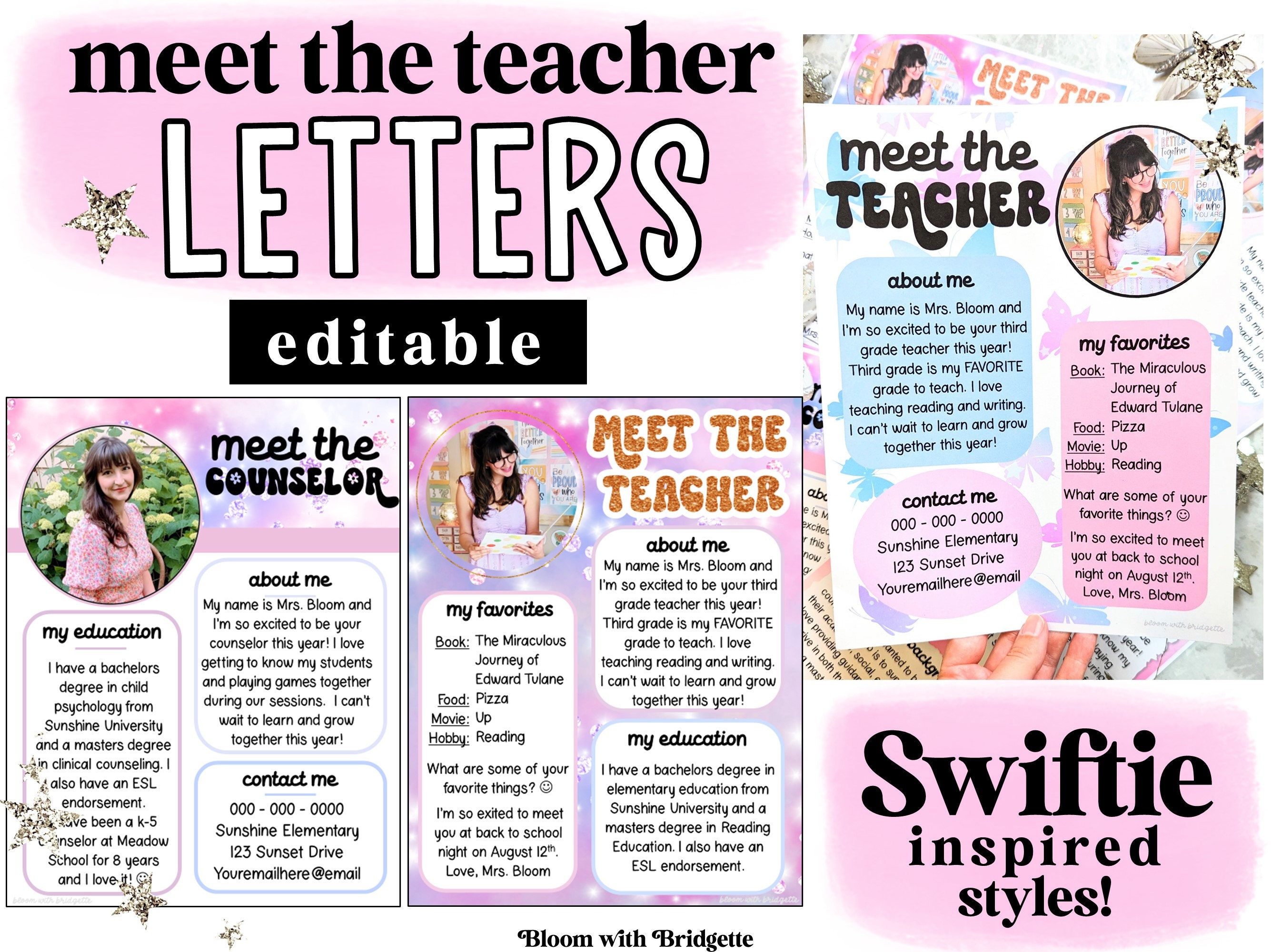Swiftie Inspired Meet The Teacher Letters, Editable Meet The Teacher Template, Pastel Classroom Decor, Back to School, Teacher Letter