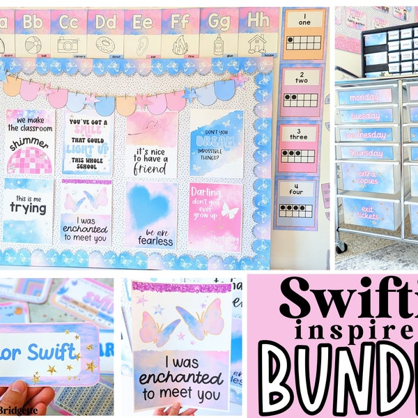 Swiftie Inspired Classroom Decor Bundle, Taylor Swift Inspired Classroom, Pastel Theme, Editable Classroom Decor, Bilingual Friendly