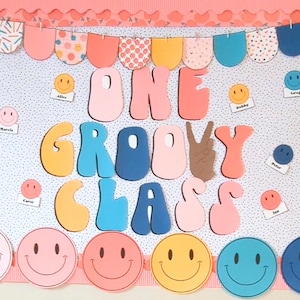 Groovy Bulletin Board and Student Activities, Printable Classroom Decor, Retro Classroom, Retro Decor Door Decoration, Back to School