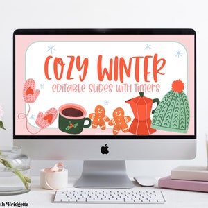 Winter Slide Templates with Timers, Editable Slide Templates, January Slides, Classroom Decor, Festive Classroom, Holiday Powerpoint