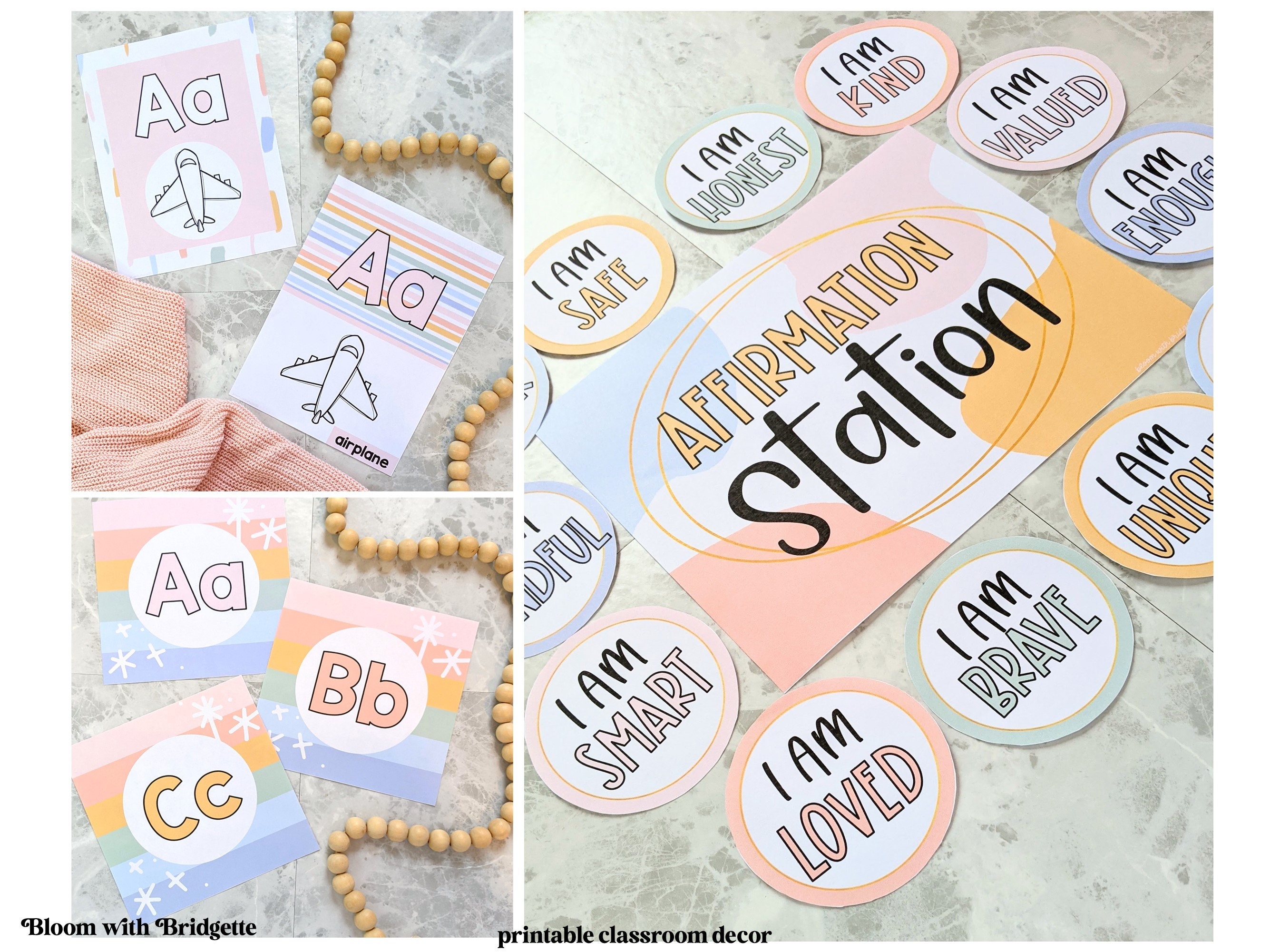 Modern Pastel Classroom Decor Bundle Editable Calm Classroom Etsy