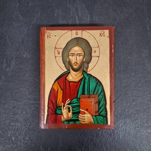 Jesus Christ Pantokrator Hand painted Handcrafted Orthodox Icon, Byzantine Icon Religious Icon