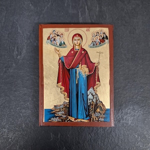 Mother of God of Athos Mount Virgin Mary Panagia Handcrafted Orthodox Icon, Byzantine Icon Religious Icon