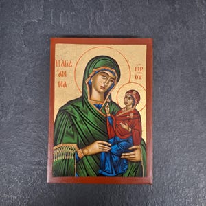 Saint Anna Mother of Virgin Mary Hand painted Handcrafted Orthodox Icon, Byzantine Icon Religious Icon