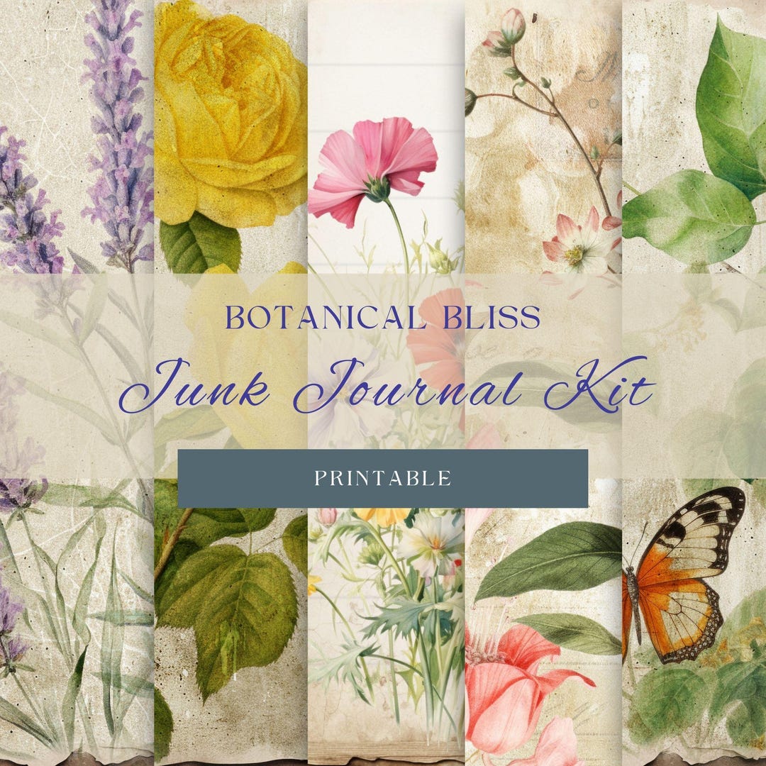 Botanical Junk Journal Kit, Vintage Floral Ephemera (digital Download ...
