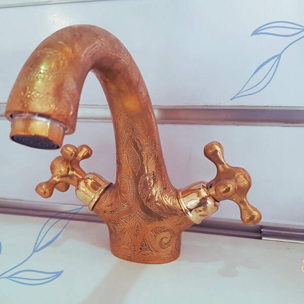 Handcrafted Copper Bronze Faucet | Exquisite Antique Design with Embossed Bronze Copper