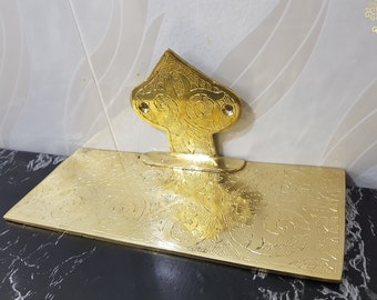 Floating Shelf with Handmade Embossed Brass Design - Enhance Your Bathroom or Kitchen with Moroccan Elegance