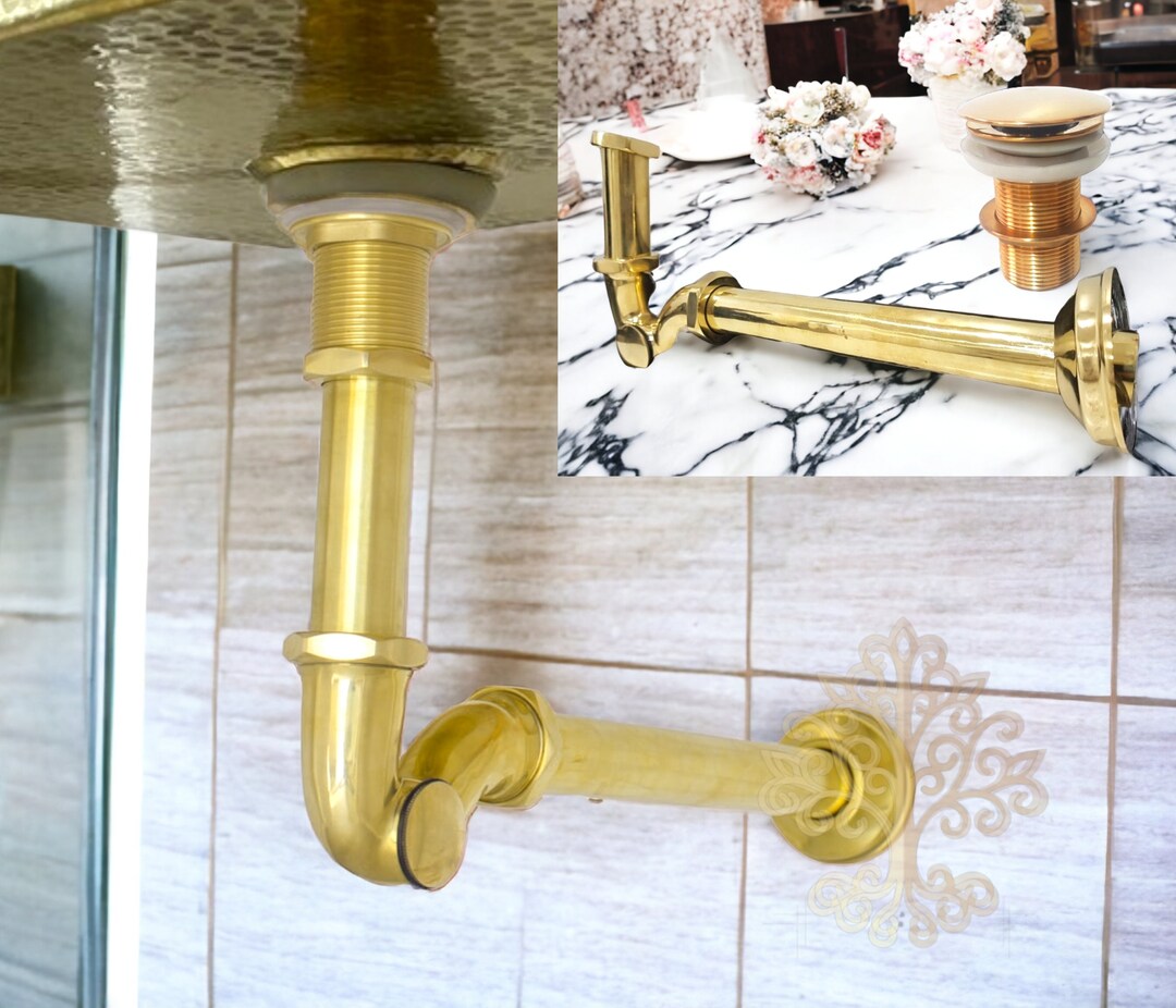 Solid Brass Ptrap and Sink Stopper With Push up Button Etsy UK